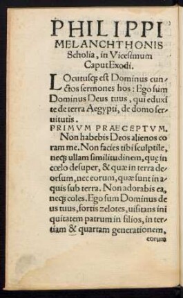 Philippi Melanchthonis Scholia, in Vicesimum Caput Exodi.