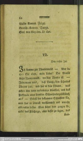 VII. Den 20sten Jul