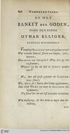 Op het banket der goden, door den Heere Otmar Ellinger, kunstig uitgebeelt
