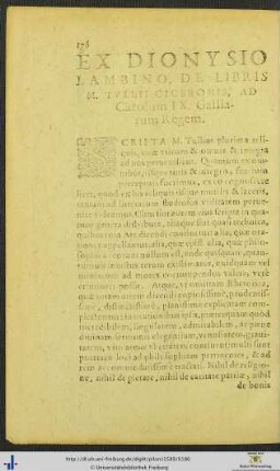 Ex Dionysio Lambino De Libris Marci Tullii Ciceronis Ad Carolum IX. Galliarum Regem