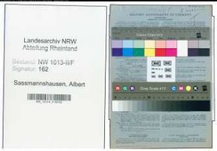 Entnazifizierung Albert Sassmannshausen , geb. 19.10.1888 (Steuersekretaer)