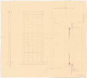 Rathaus, Minden Wiederaufbau: Fenster in der Ostfassade Ansicht, Schnitt 1:10, Schnitt 1:1