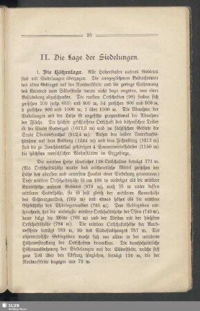 II. Die Lage der Siedelungen