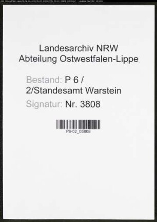 Heiratsregister Standesamt Warstein