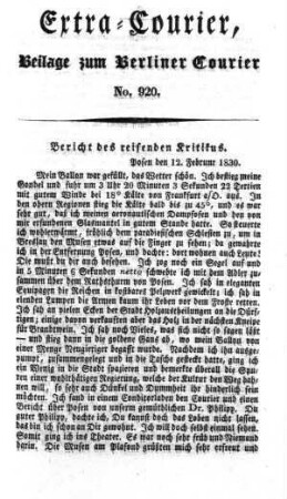 Extra-Courier, Beilage zum Berliner Courier No. 920