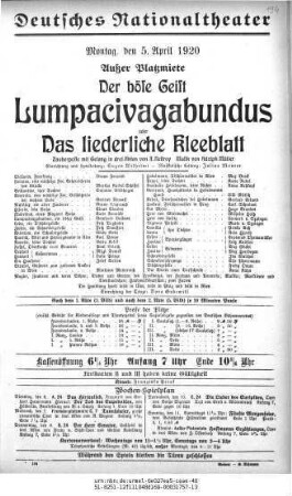 Der böse Geist Lumpacivagabundus oder Das liederliche Kleeblatt