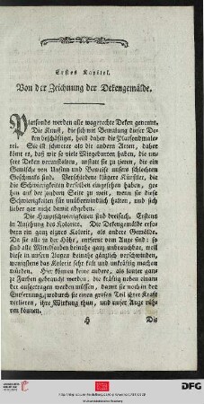 Erstes Kapitel: Von der Zeichung der Dekengemälde