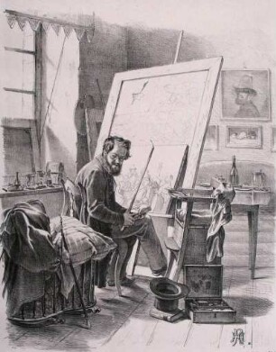 Johann Peter Hasenclever in seinem Atelier