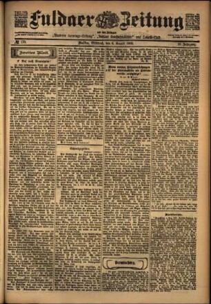 Zweite Ausgabe vom Mittwoch, den 06. August 1902.