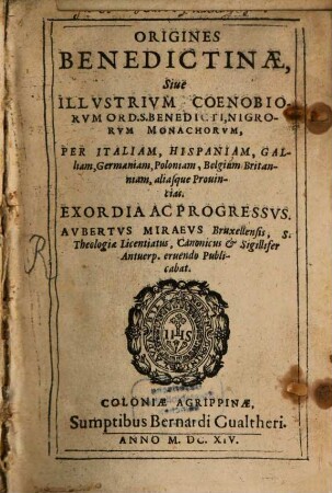 Auberti Miraei Origines Benedictinae