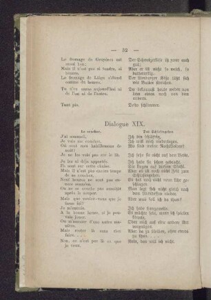 Dialogue XIX. Le coucher. Das Schlafengehen.