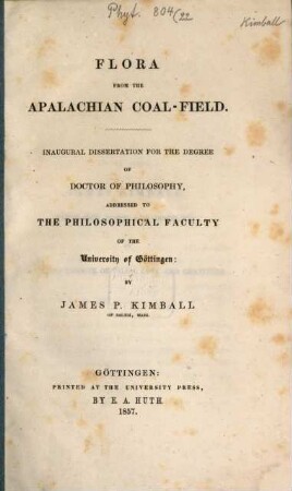 Flora from the Apalachian coal-field : inaugural dissertation