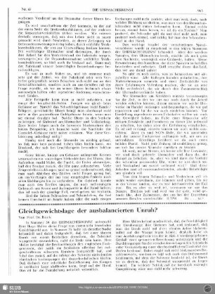 Gleichgewichtslage der ausbalancierten Unruh?