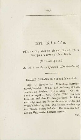 XVI. Klasse. Pflanzen, deren Staubfäden in 1 Körper verwachsen sind