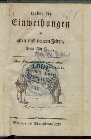 Ueber die Einweihungen in alten und neuern Zeiten