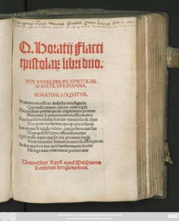 Q. Horatij Flacci || epistola#[rum] libri duo.|| ... ||