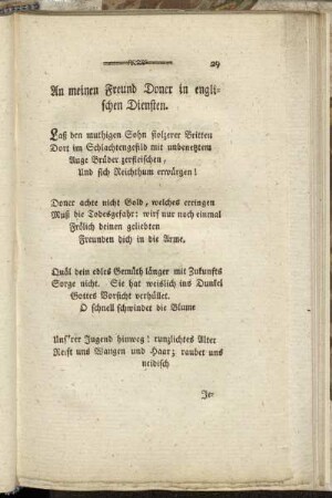 An meinen Freund Doner in englischen Diensten. - An meine Viol d´Amor.