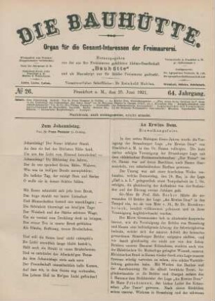 No 26. Frankfurt a. M., den 25. Juni 1921. 64. Jahrgang.