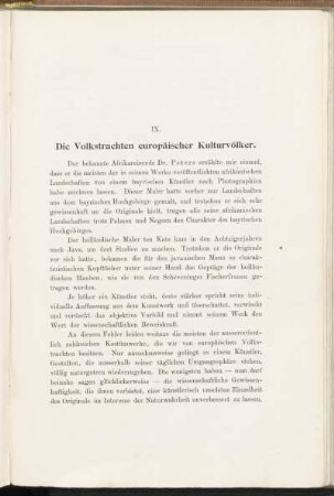 IX. Die Volkstrachten europäischer Kulturvölker.