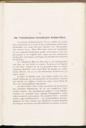 IX. Die Volkstrachten europäischer Kulturvölker.