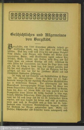 Geschichtliches und Allgemeines von Burgstädt
