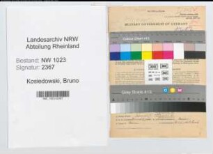 Entnazifizierung Bruno Kosiedowski , geb. 05.09.1893 (Postinspektor)