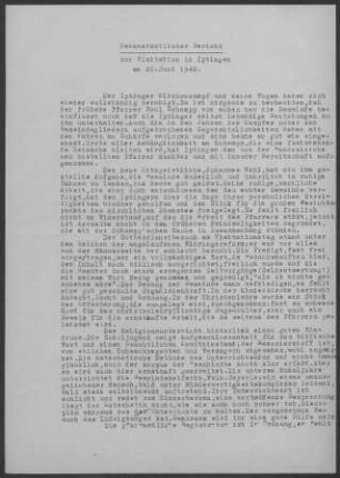 Iptingen: Visitationsbericht mit Pfarrbericht 1948