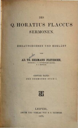Des Q. Horatius Flaccus Sermonen, 1. Der Sermonen Buch I