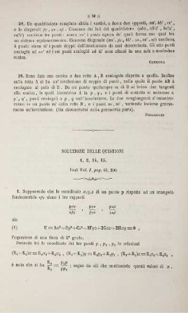 Soluzione delle quistioni 1, 2, 14, 15.