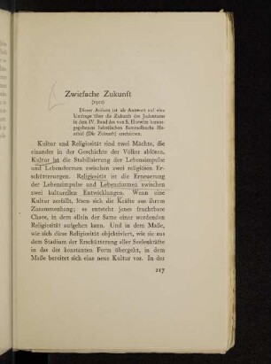 Zwiefache Zukunft