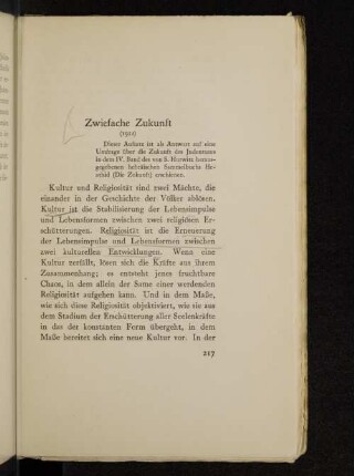 Zwiefache Zukunft
