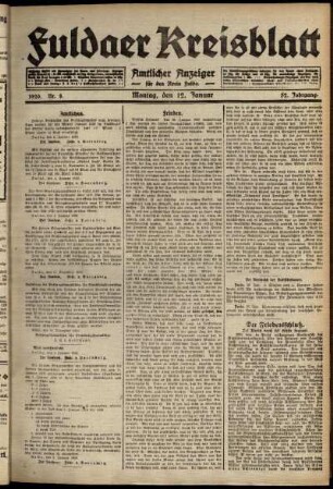 Ausgabe vom Montag, den 12. Januar 1920.