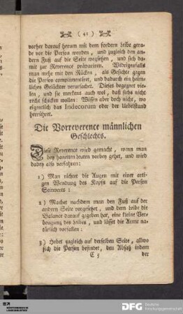 Die Vorreverence männlichen Geschlechts.