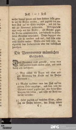 Die Vorreverence männlichen Geschlechts.