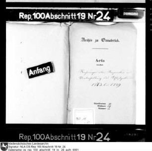 Rechnungen über Reparatur und Unterhaltung der Osnabrücker Schlossgebäude