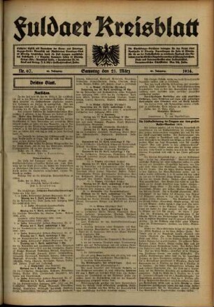 Dritte Ausgabe vom Samstag, den 21. März 1914.