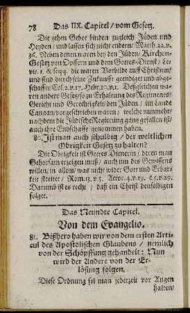 Das Neundte Capitel. Von dem Evangelio. = Caput IX. De Evangelio.