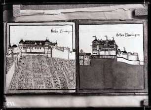 Schloß; Zwei Aquarelle 16. Jahrhundert