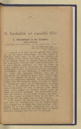 IX. Naturkundliche und geographische Bilder