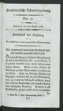 Nro. 31. Sonnabend, den 4ten August, 1792
