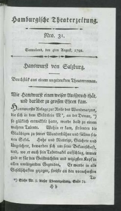 Nro. 31. Sonnabend, den 4ten August, 1792