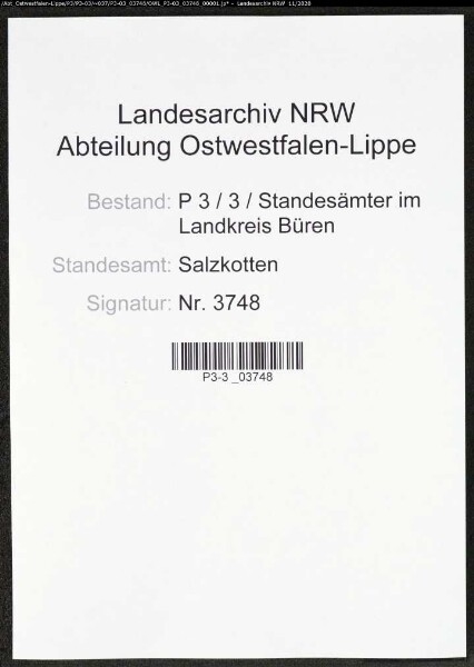 Sterberegister Standesamt Salzkotten