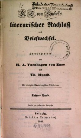 K. L. von Knebel's literarischer Nachlaß und Briefwechsel. 3
