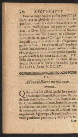 VI. Adconvictores mensae communis.