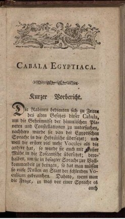 Cabala Egyptica.