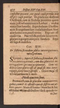 Cap. XIV. De fallacia secundum plures interrogationes, ...