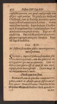 Cap. XIV. De fallacia secundum plures interrogationes, ...