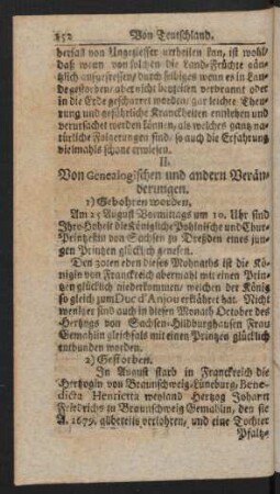 1) Gebohren worden.