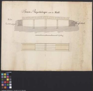 Zeichnung der Brücke in Burgscheidungen unter der Mühle