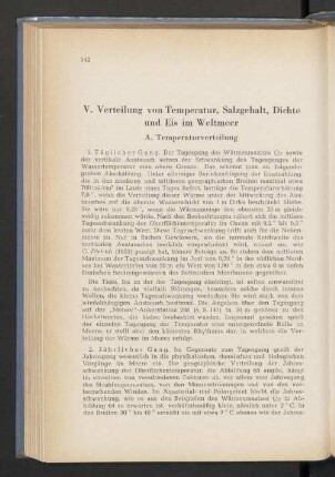 V. Verteilung von Temperatur, Salzgehalt, Dichte und Eis im Weltmeer